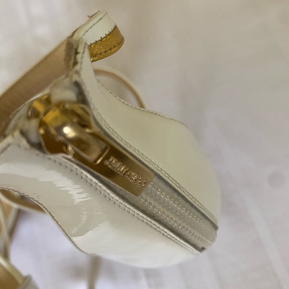 Jimmy Choo White & Gold High Heels - Picture 9 of 11